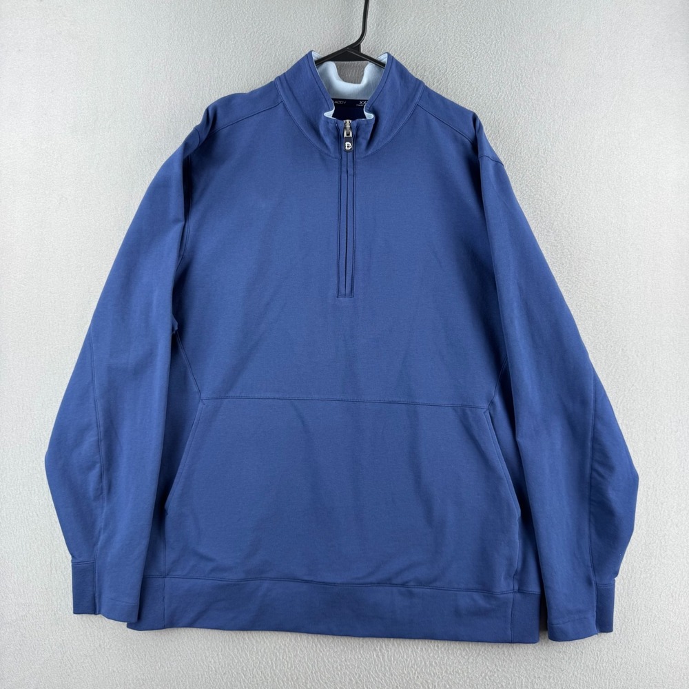 B Draddy 1/4 Zip Sweater Mens 2XL Blue Golf Pullover Terry Stretch Cotton Q Zip